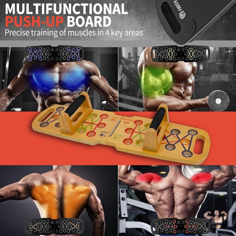 Figfey Wooden Portable Push up board, foldable fitness strength training pushup stand with solid bar grips, 2 handles for floor, professional push up training equipment for man and women - Image 5